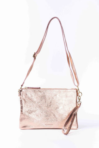 MAISON FANLI - Metallic Leather Crossbody/Clutch Bag ROSE