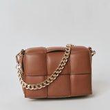 Margot Chestnut Leather Woven Bag