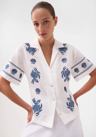 Alpheus Embroidered Shirt White