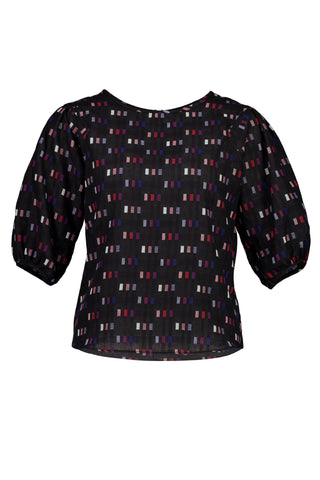 Telegraph Blouse in Black Woven Cotton