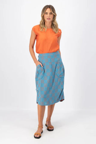 Milwaukee Network Blue Skirt in Woven Cotton