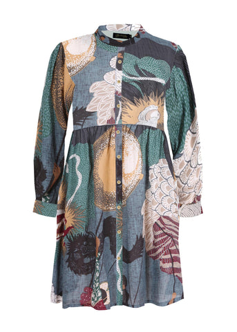 Festival Tunic Dress Green in Fine Cord